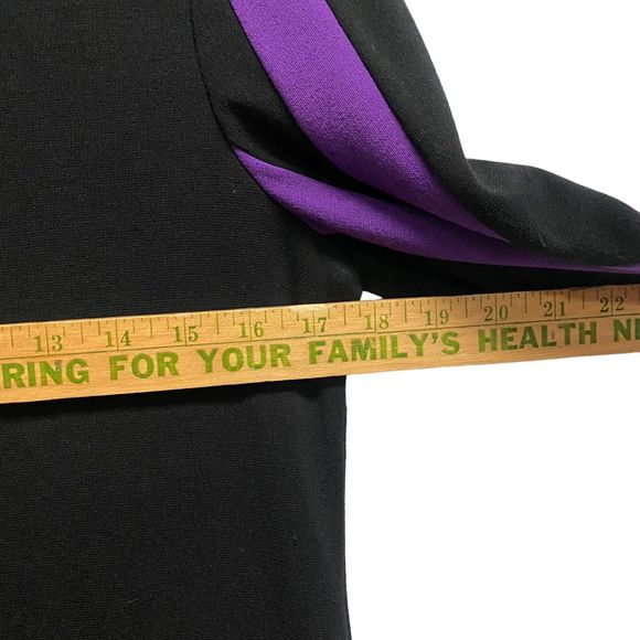 Muse Women’s Sz 10 Shift Black Purple 3/4 Sleeve Dress Casual Silhouette NEW - Picture 6 of 8